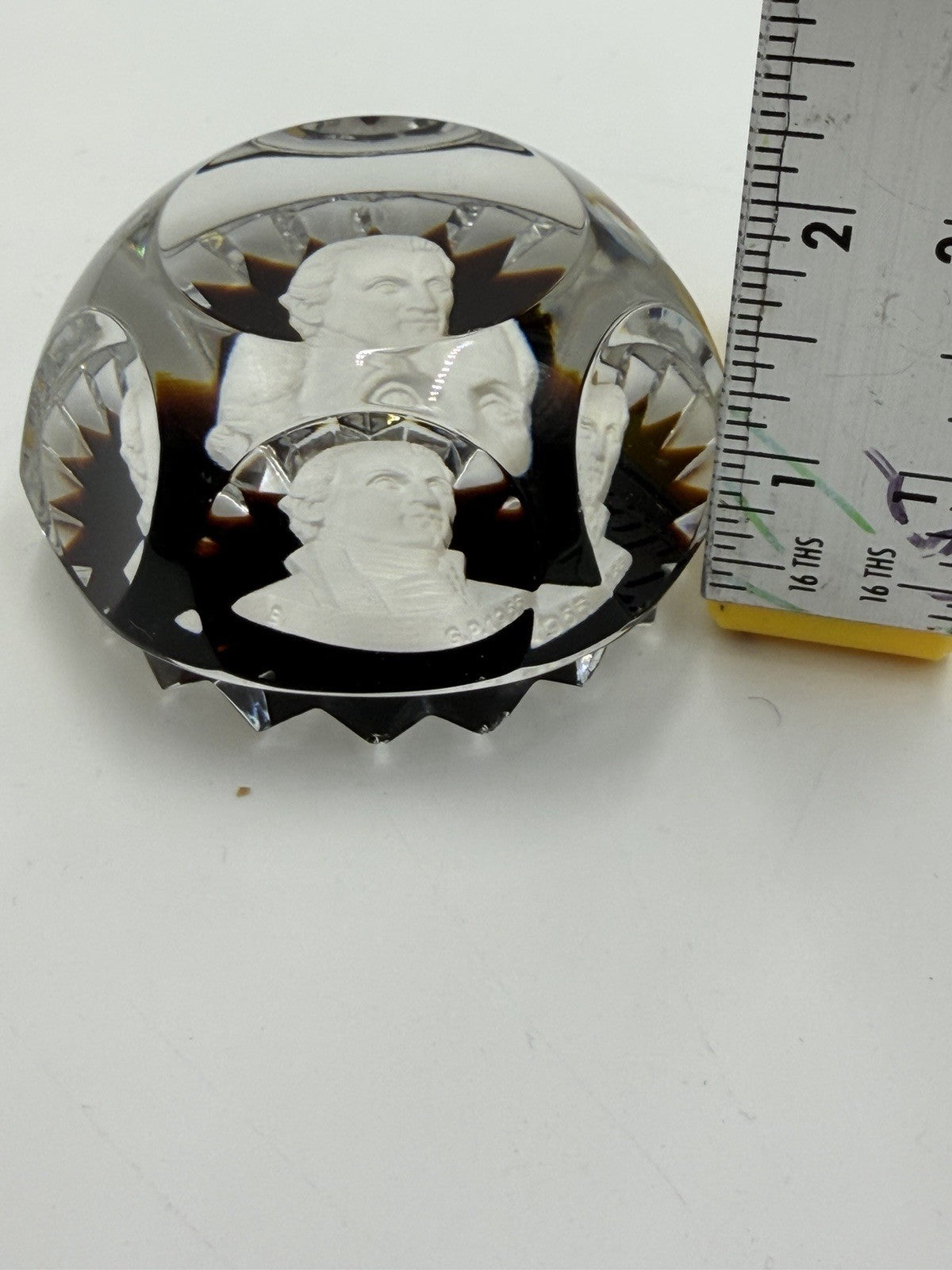 Baccarat France Crystal JAMES MONROE Sulphide Paperweight Ruby Red Faceted