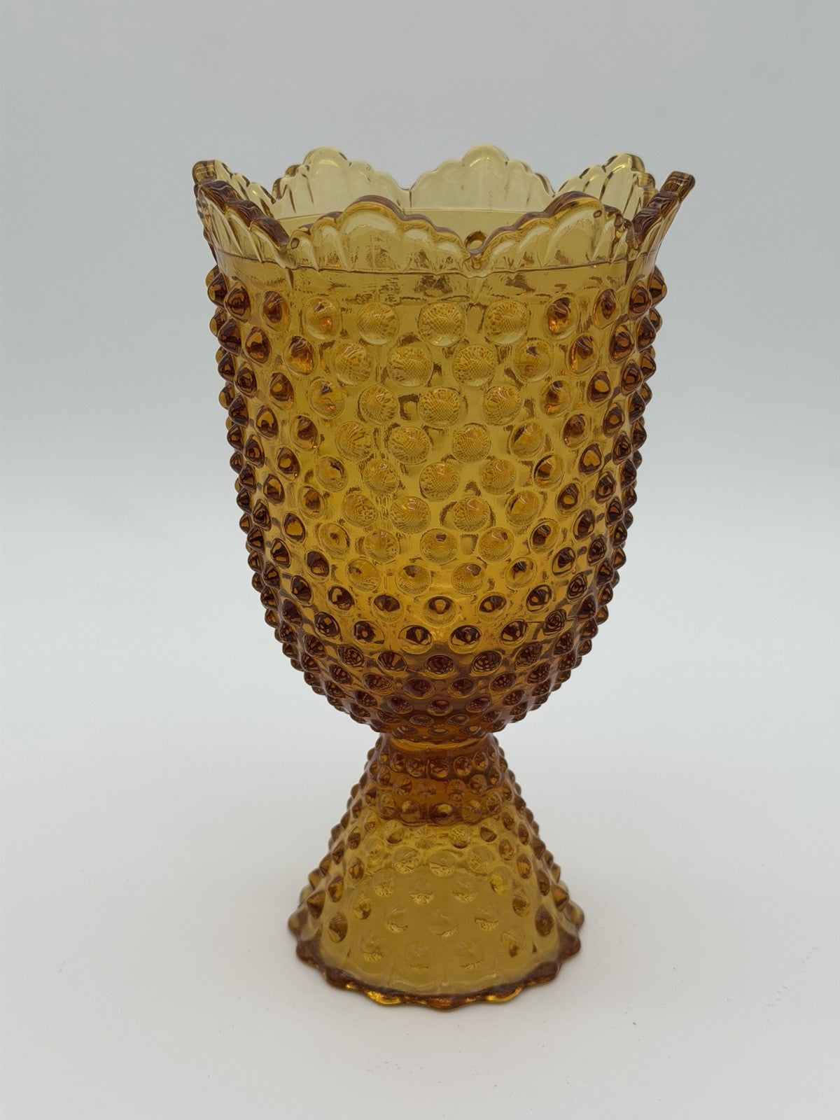 Fenton Art Glass Hobnail Colonial Amber Candy Dish With Lid 11”H Vintage USA