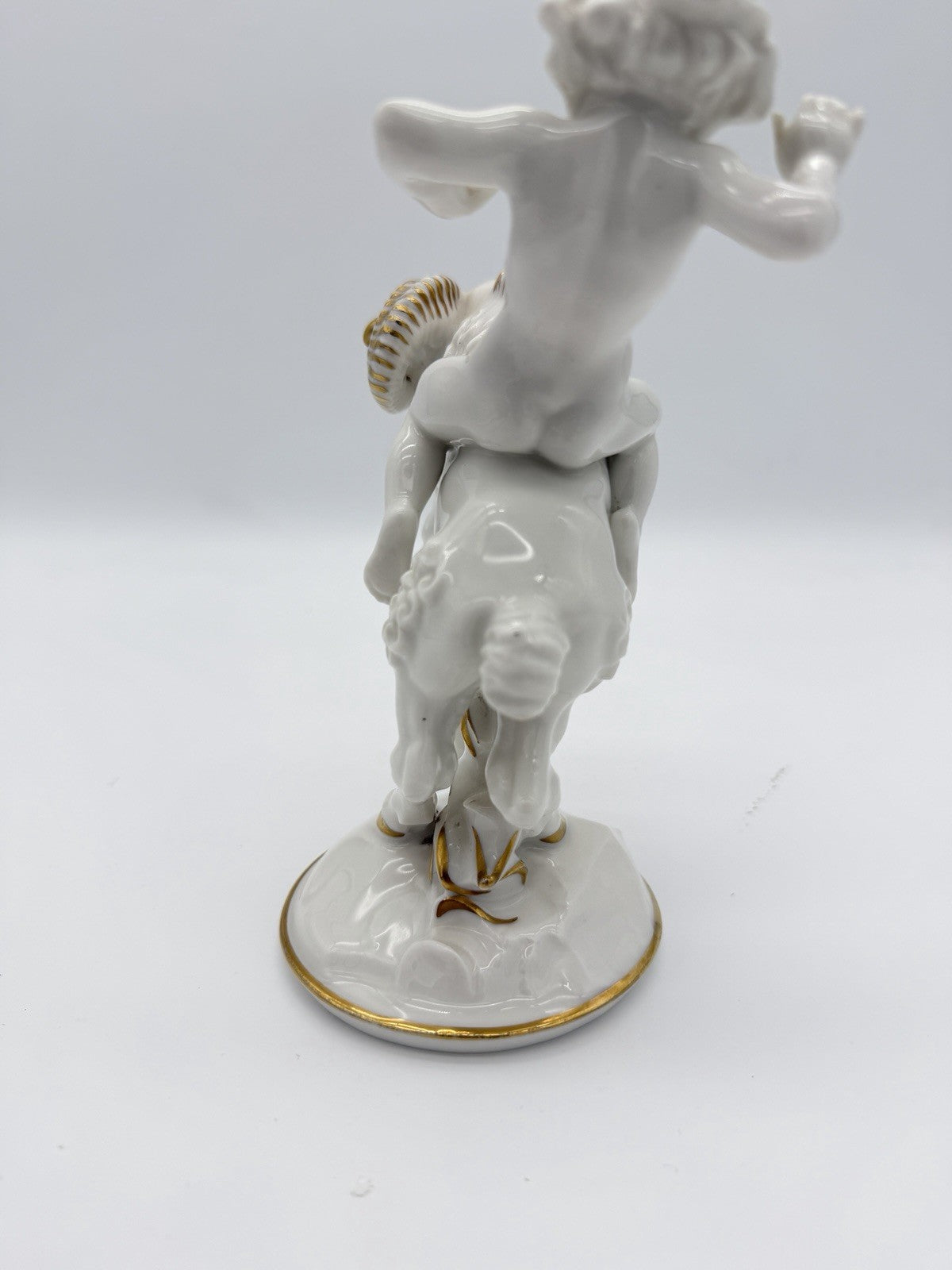Hutschenreuther Art Deco porcelain High Spirits putto riding ram figurine 7”