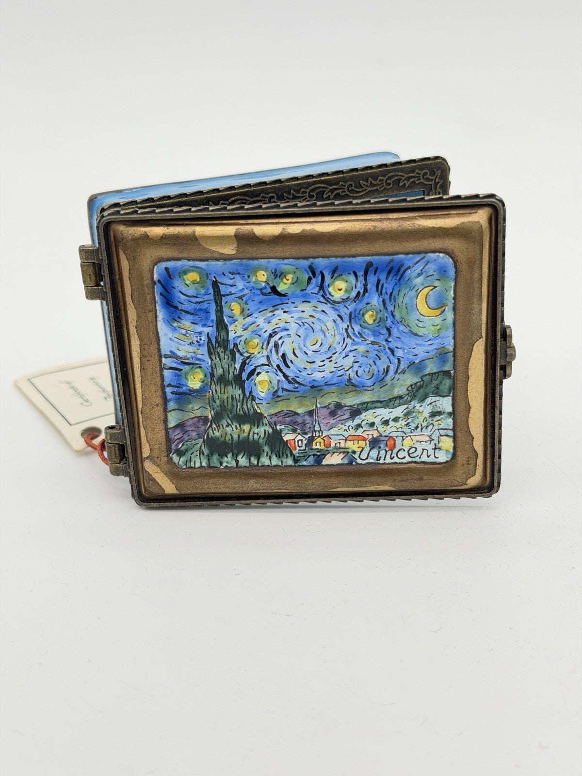 Kelvin Chen Enamel Painted Van Gogh Starry Night trinket Box Signed & COA