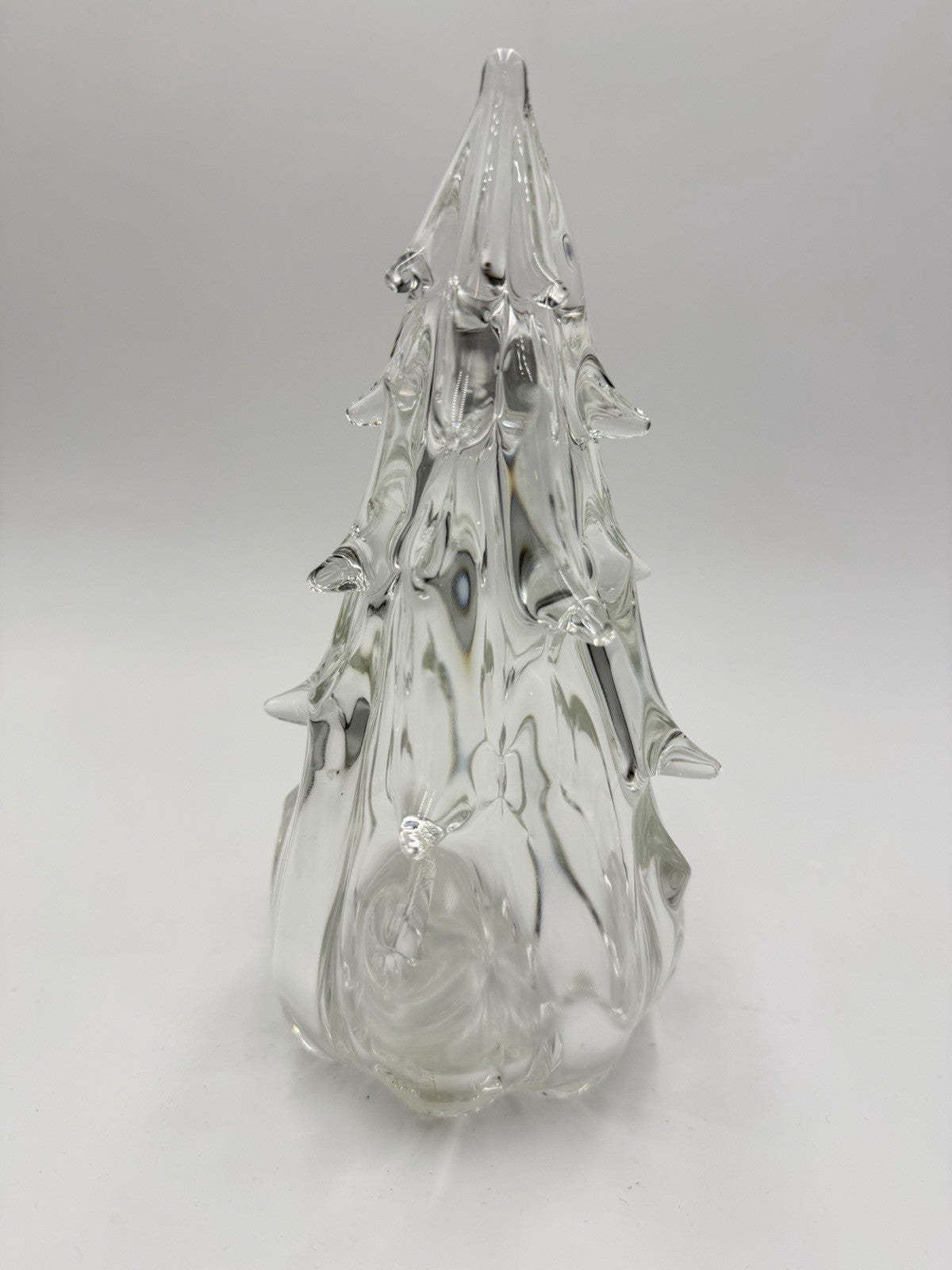 Anchor Bend Art Glass Clear Hand Blown Signed Christmas Tree 8.5" Tall Decor