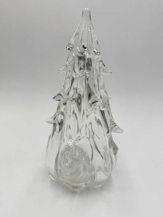 Anchor Bend Art Glass Clear Hand Blown Signed Christmas Tree 8.5" Tall Decor