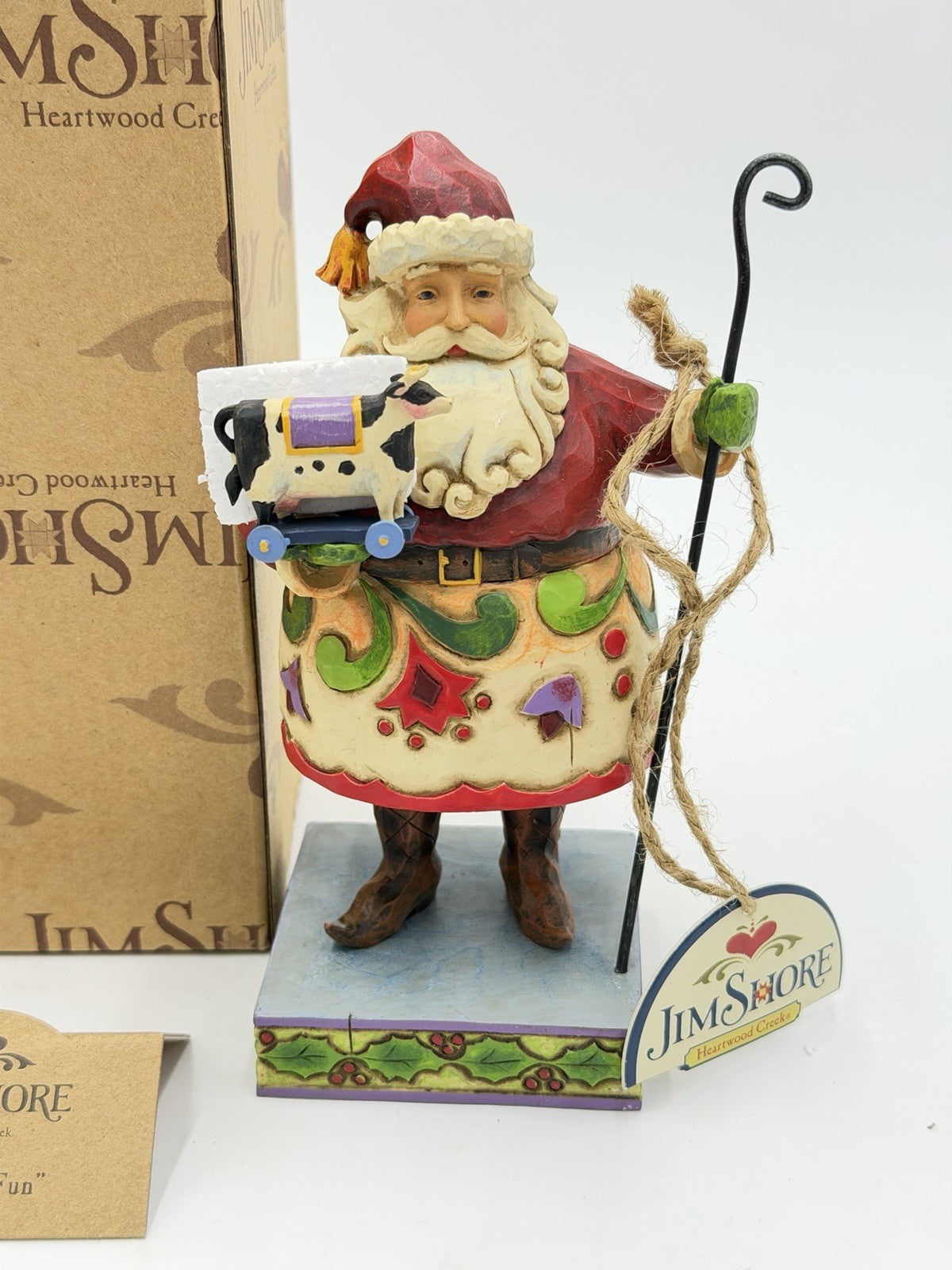 Jim Shore Heartwood Creek Holiday Fun 2008 Santa With Toy Cow Figurine