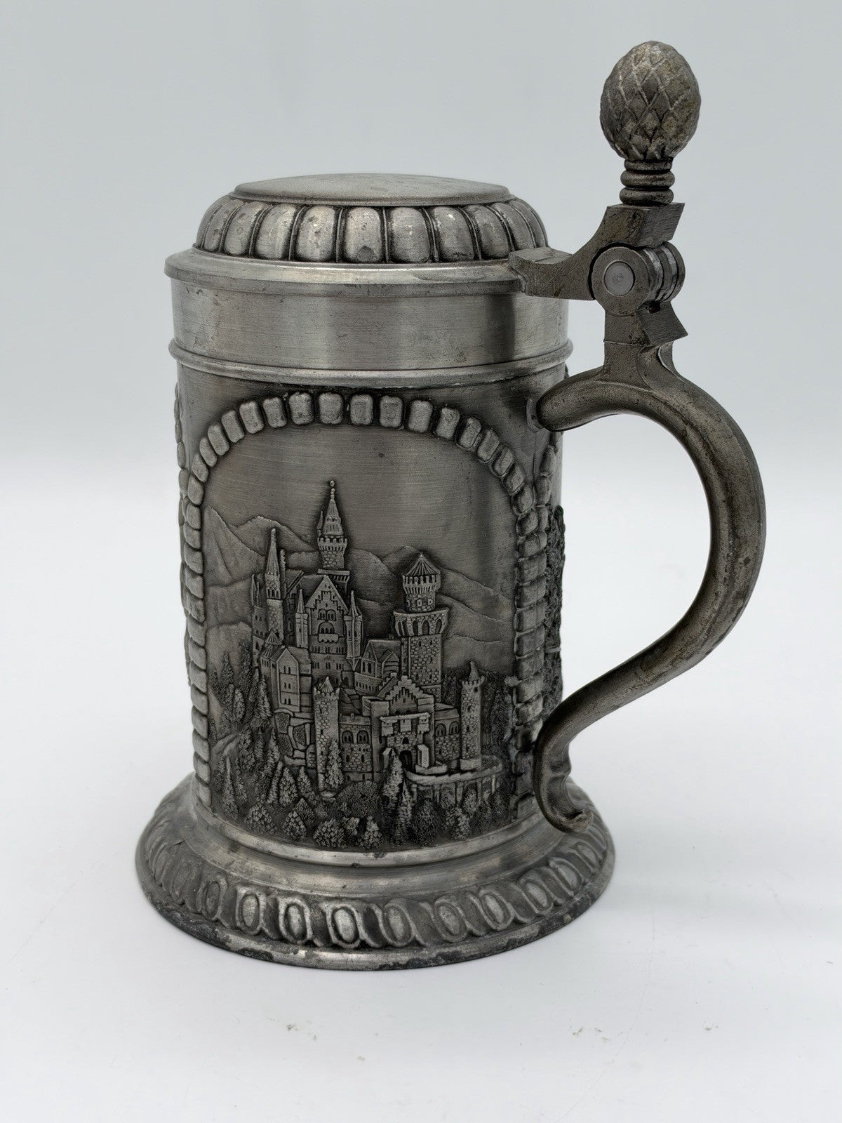 VINTAGE Domex Zinn Pewter Beer Stein Germany Neuschwanstein Castle 95% Zinn