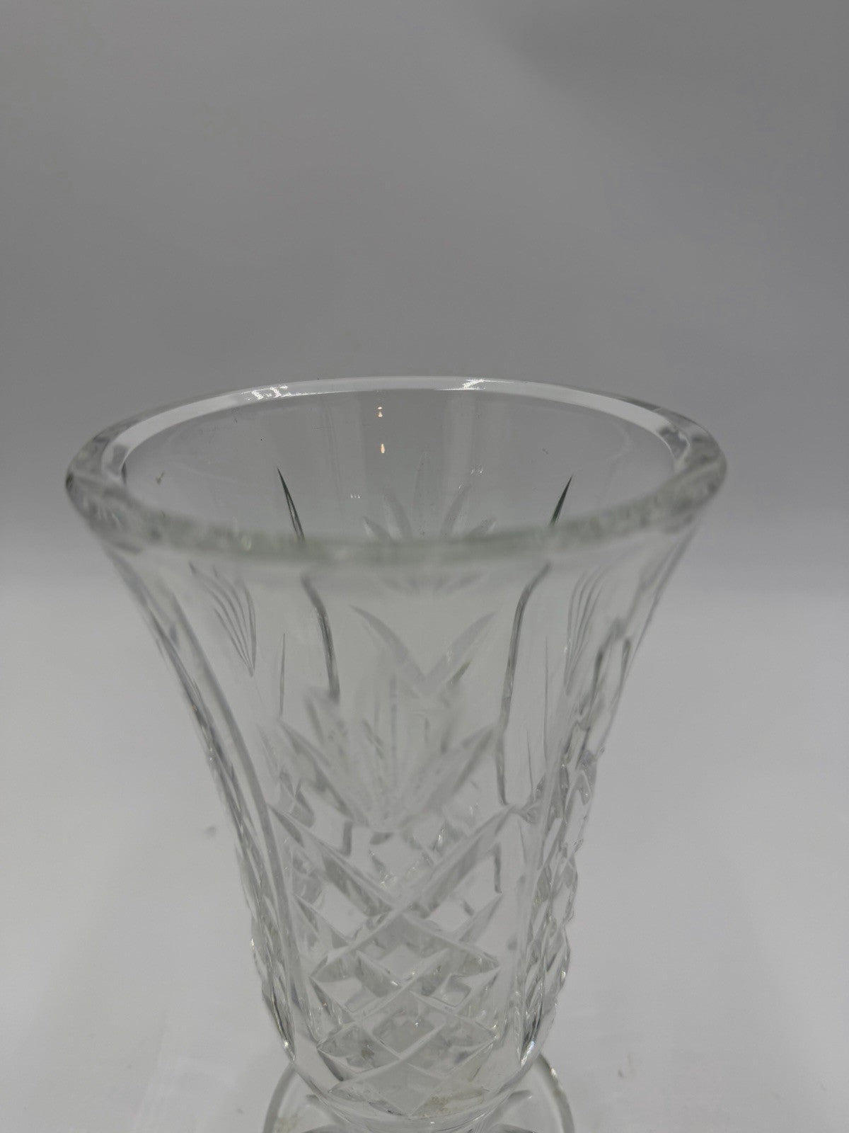 Waterford Ireland Lead Cut Crystal Ashbourne Pattern Footed Vase 6.5in