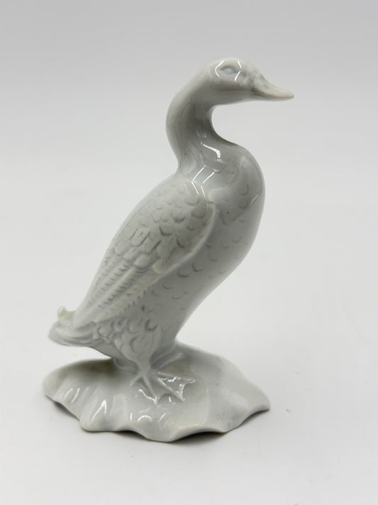 Haviland Limoges France white porcelain duck /mallard figurine Glossy Vtg 4”H