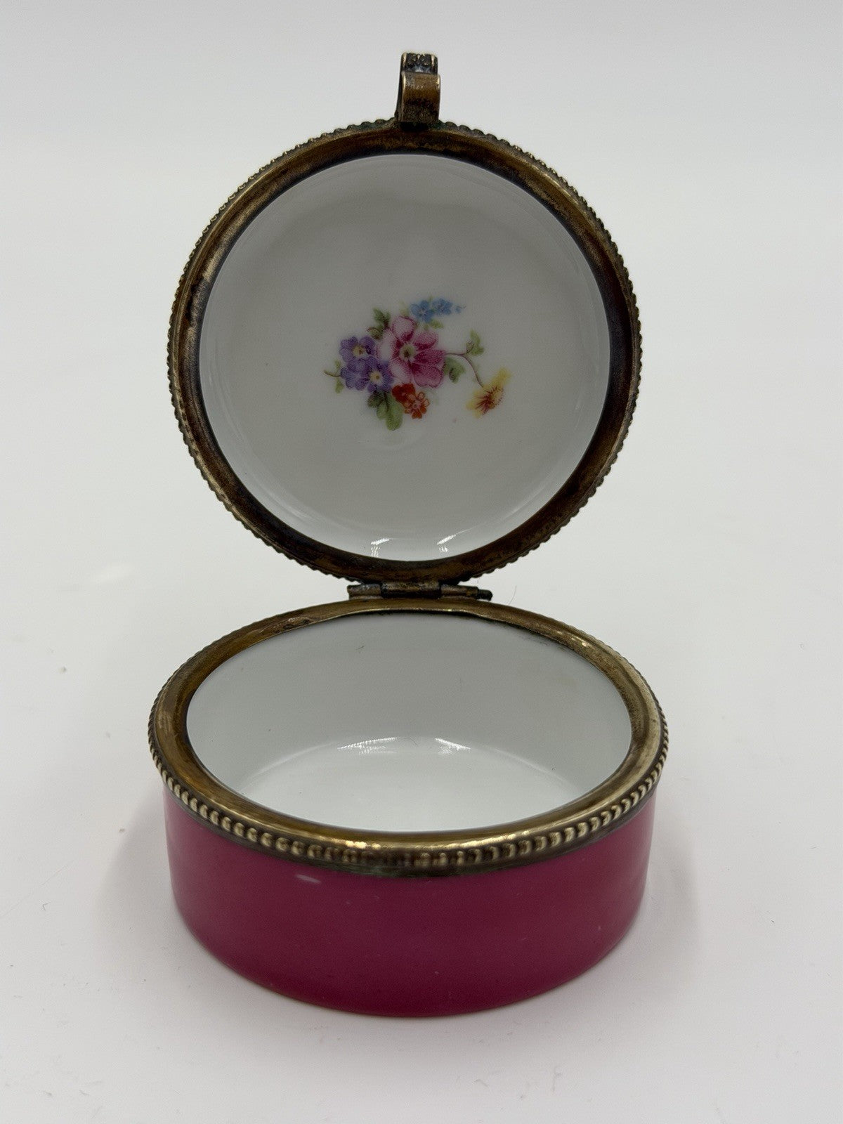 Rare Antique Czechoslovakian Painted PorcelainTrinket Box Equestrian hunt scene