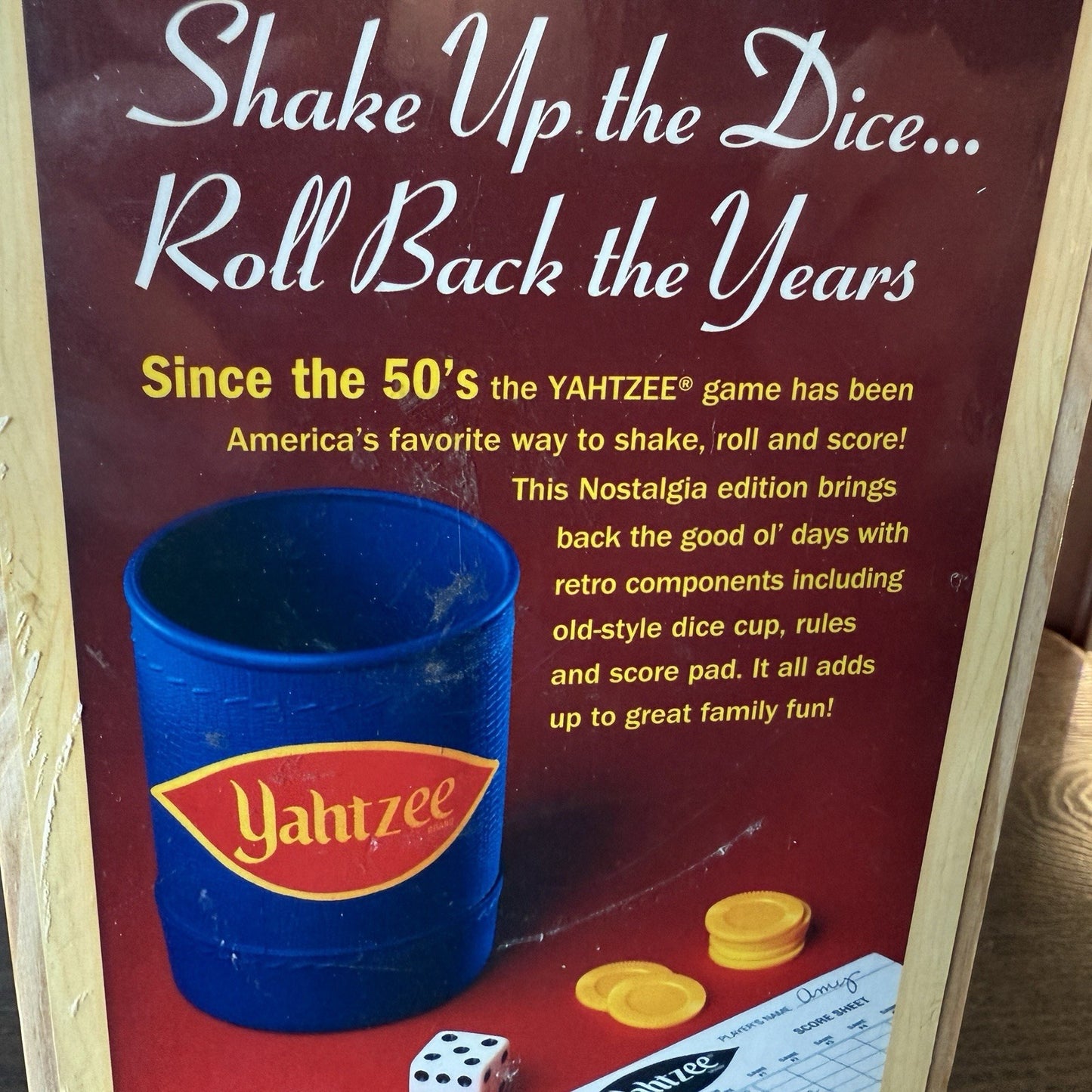 YAHTZEE Nostalgia Games Series 2004 Dice Game Wooden Box Parker Bros Sealed