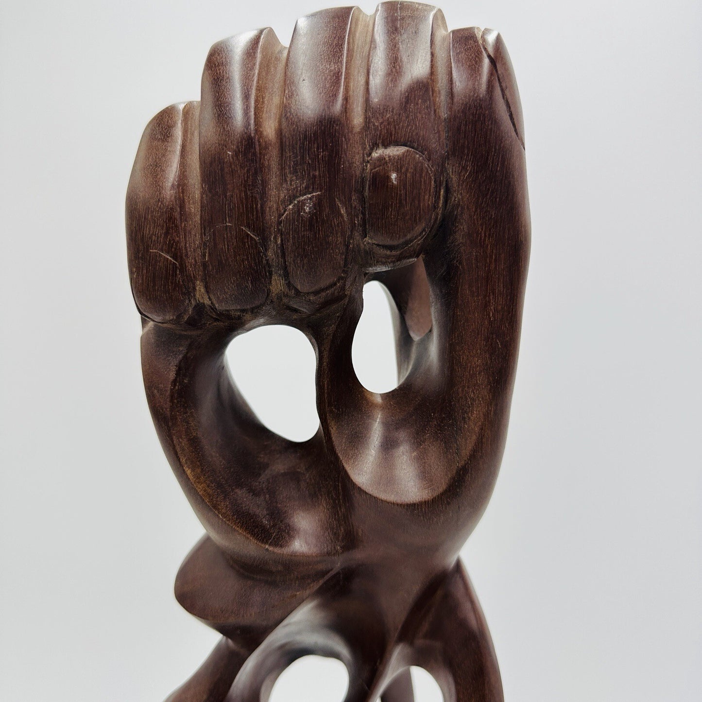 Mid Century Carved Wood Sculpture Hand Foot Face Modernism Large 19in Folk Art