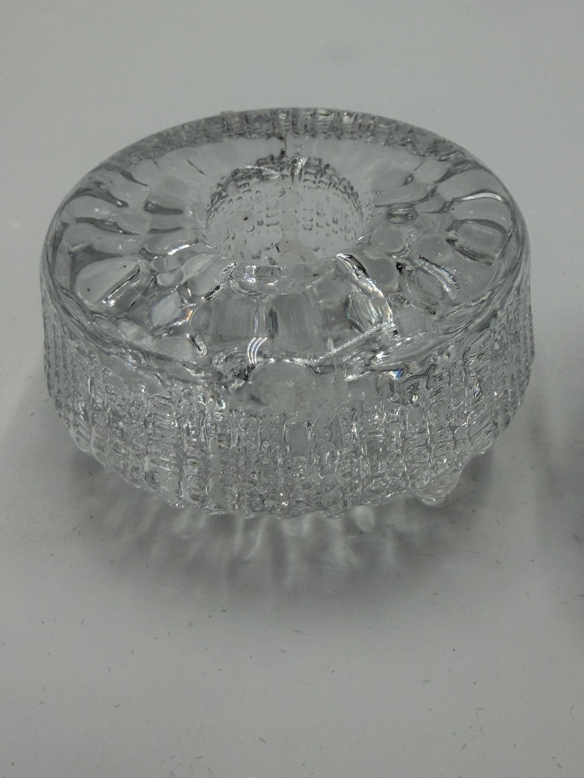Iittala Crystal  Finland Ultima Thule Pat Wirkkala Design Candle Holders Hobnail