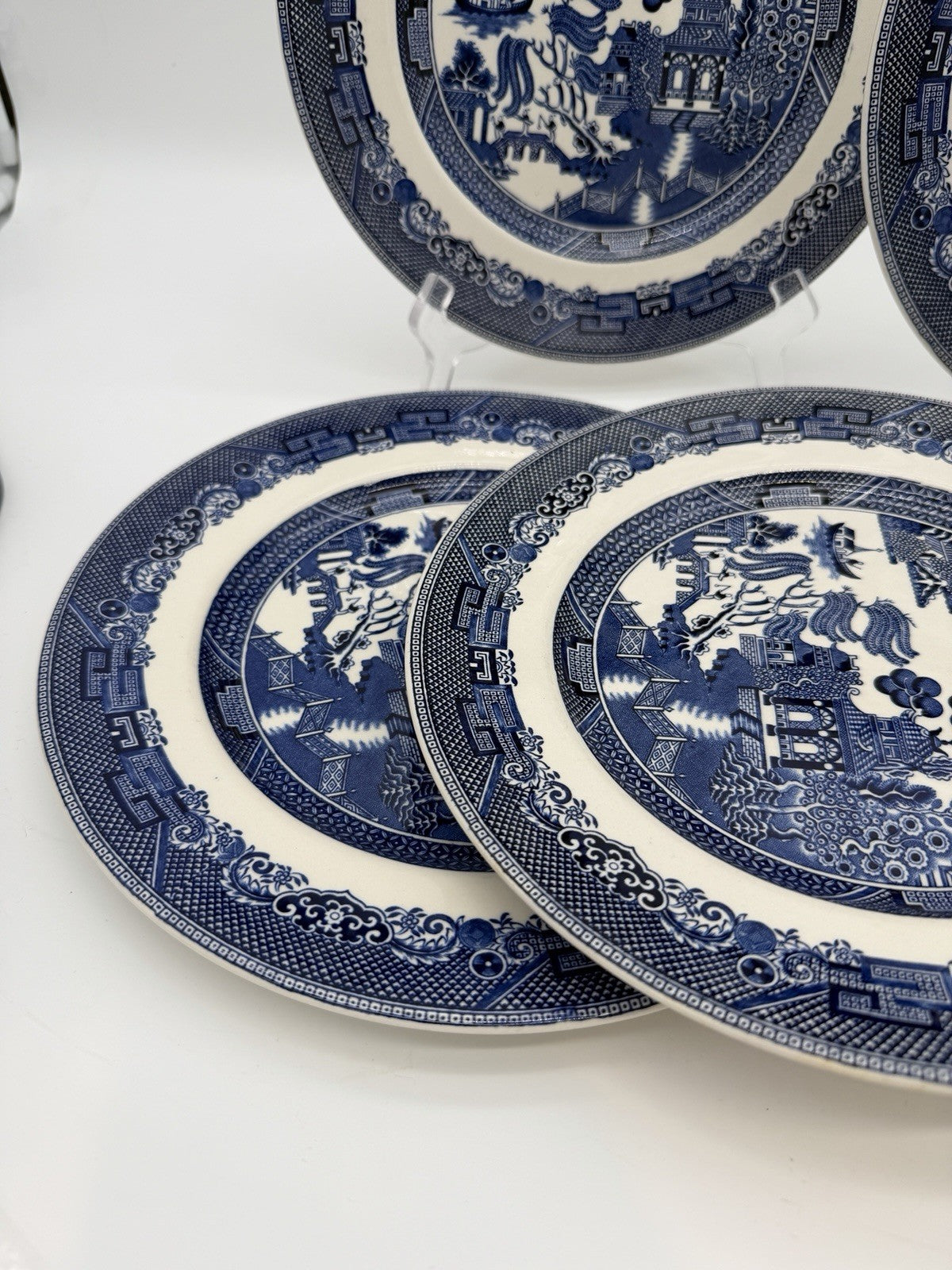 Johnson Bros England Porcelain Blue Willow 10" Dinner Plate chinoiserie 5 PCs