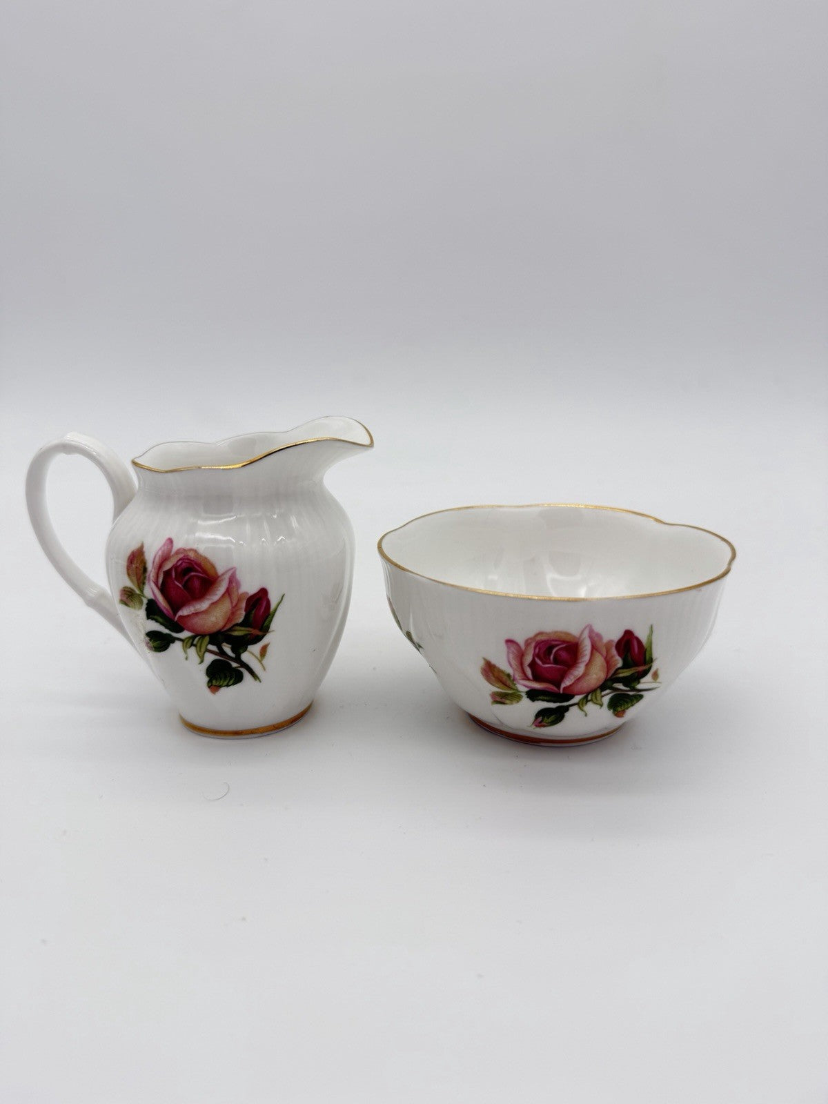 Royal Albert England Porcelain English Beauty Floral Rose Creamer & Sugar Bowl