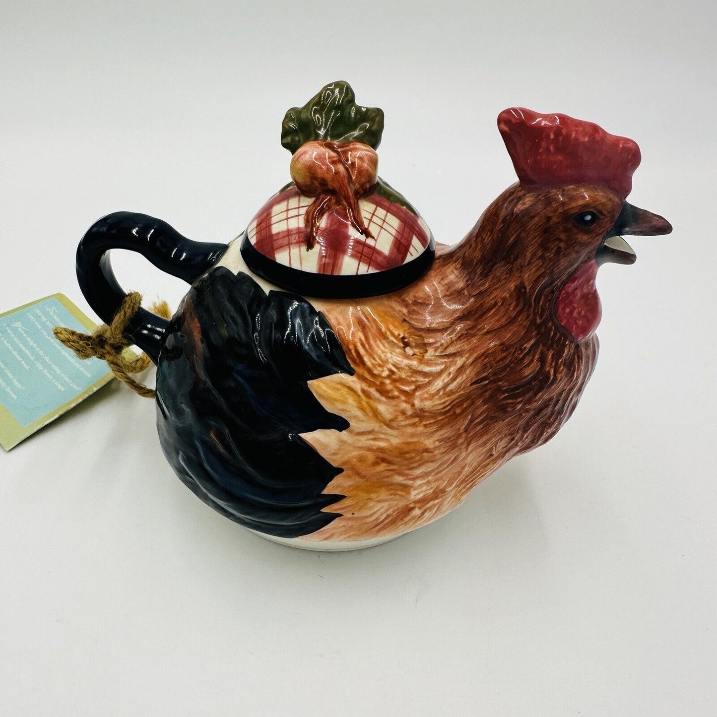 Tracy Porter Stoneware Rooster & Carrots Tea Pot 5in Stonehouse Farm Collectio