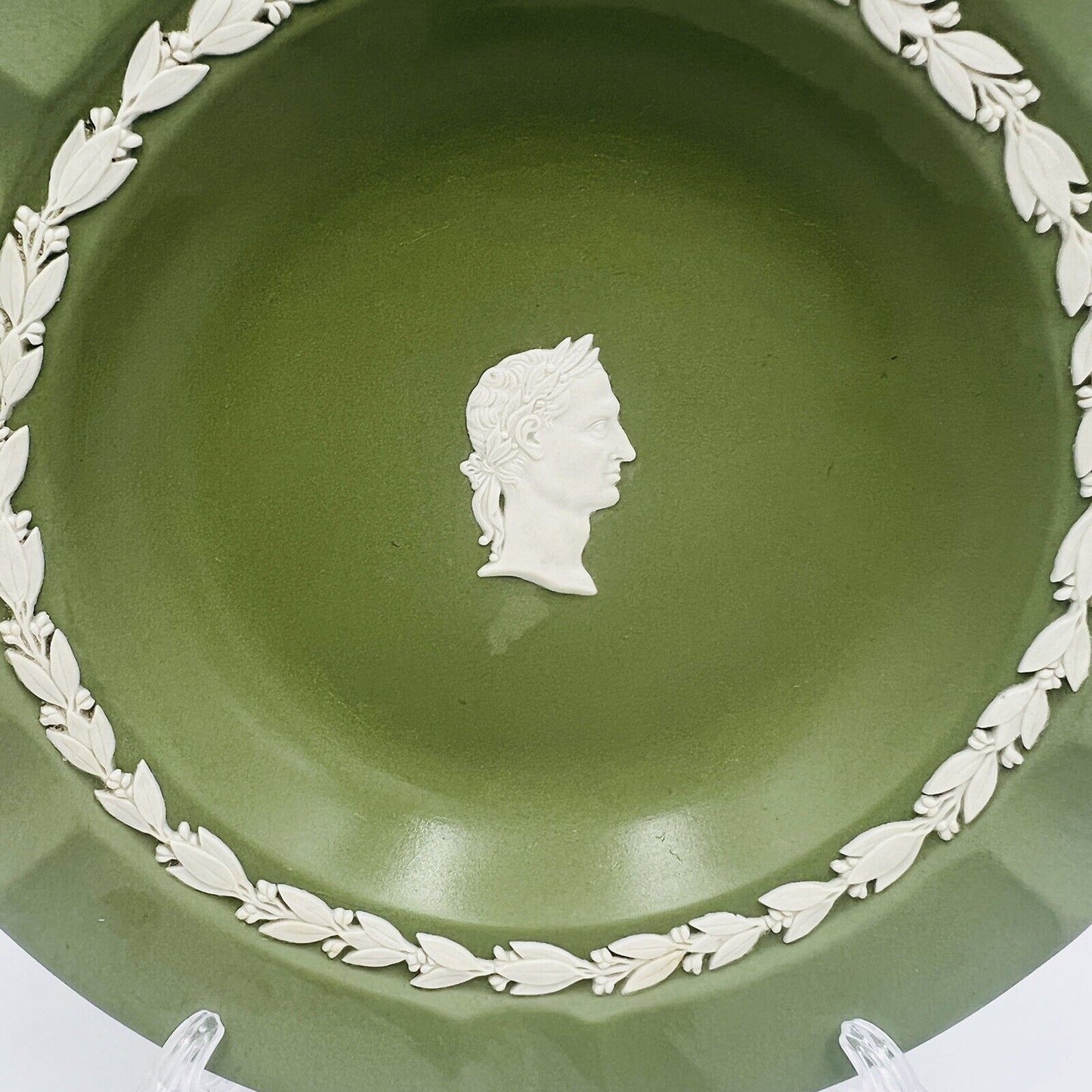 Wedgwood Green Jasperware Julius Caesar Side Profile Vintage Tray Plate