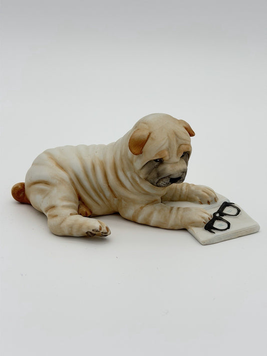 Franklin Mint Porcelain Shar-pei Dog Puppy Painted Vintage Figurine 3”x5”