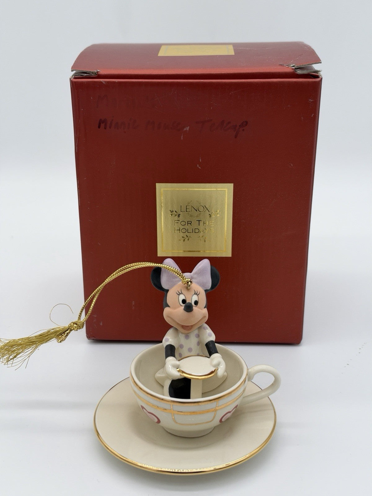 RARE Lenox Disney Showcase A Teacup Ride with Minnie Mouse Porcelain Ornament 2