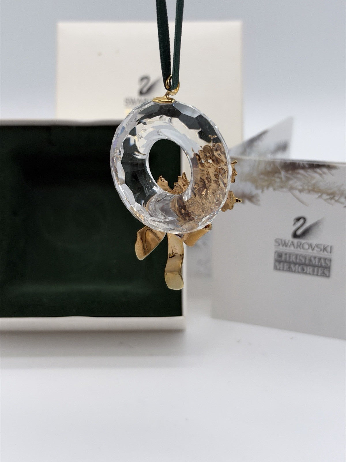 Swarovski Crystal Austria Memories Ornament 1996 Christmas Wreath Box & COA