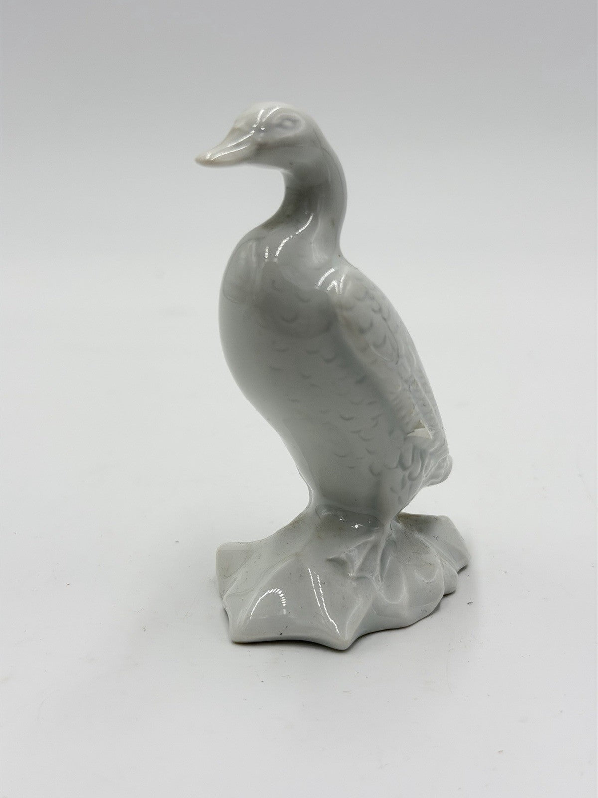 Haviland Limoges France white porcelain duck /mallard figurine Glossy Vtg 4”H