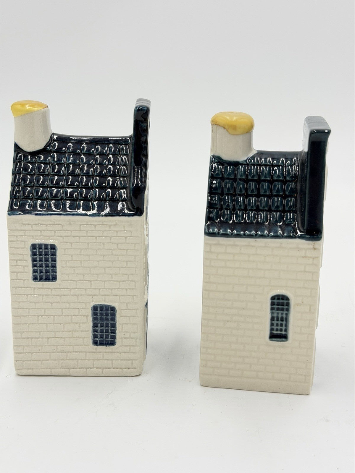 KLM Blue Delft Porcelain Empty Houses Decanters # 23 & 27 Figurines Netherlands