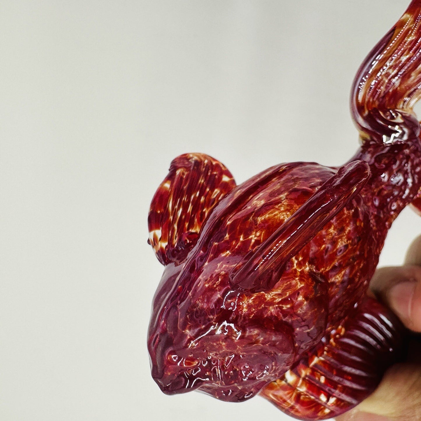 Japanese Goldfish Ryukin Figurine Blown Glass Craft Art Hand Interior Aquatic