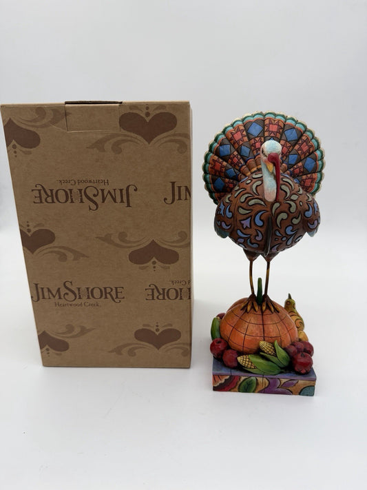 Jim Shore Tom A Plenty Fall/Thanksgiving Turkey Pumpkin Boxed Resin Figurine