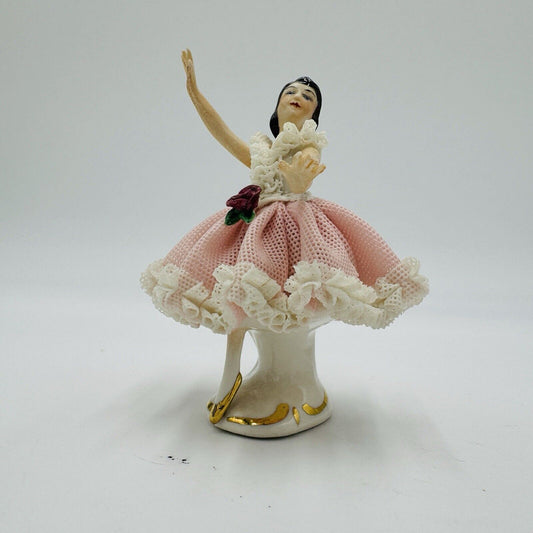 Dresden Germany Porcelain Lace Ballerina Figurine Karl Klette Vintage