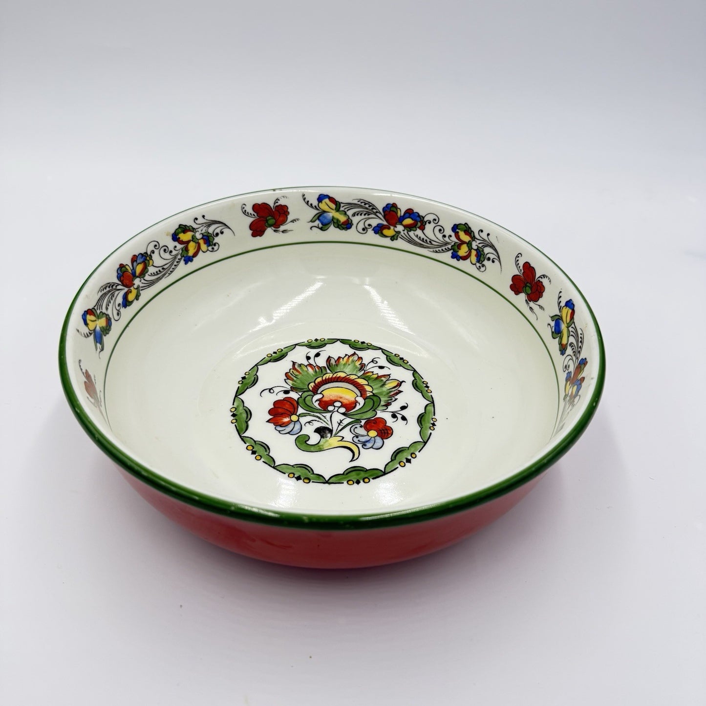Antique Porsgrund Porcelain Norway Nordic Rose Serving Bowl Hand Painted Large