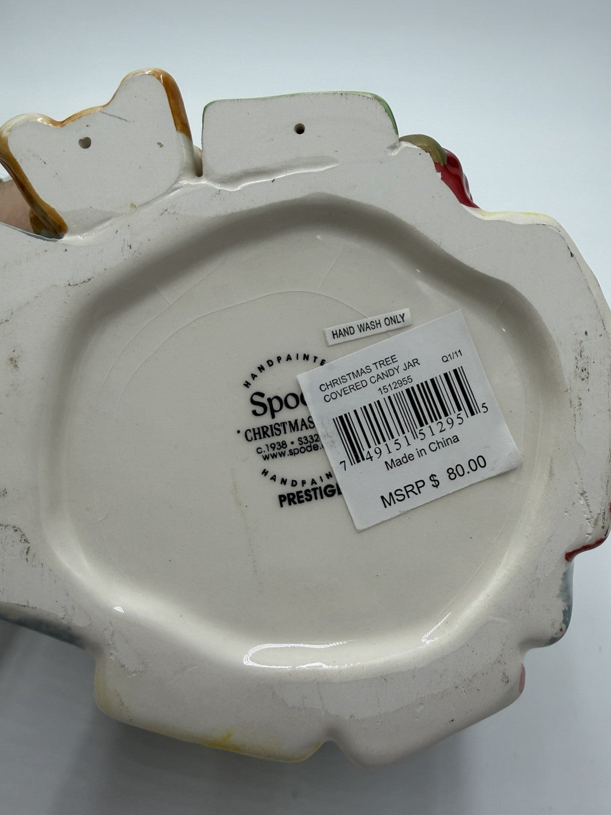 Spode Christmas Tree Cookie Jar & Lid Prestige Collection 9”Tall Vintage Ceramic