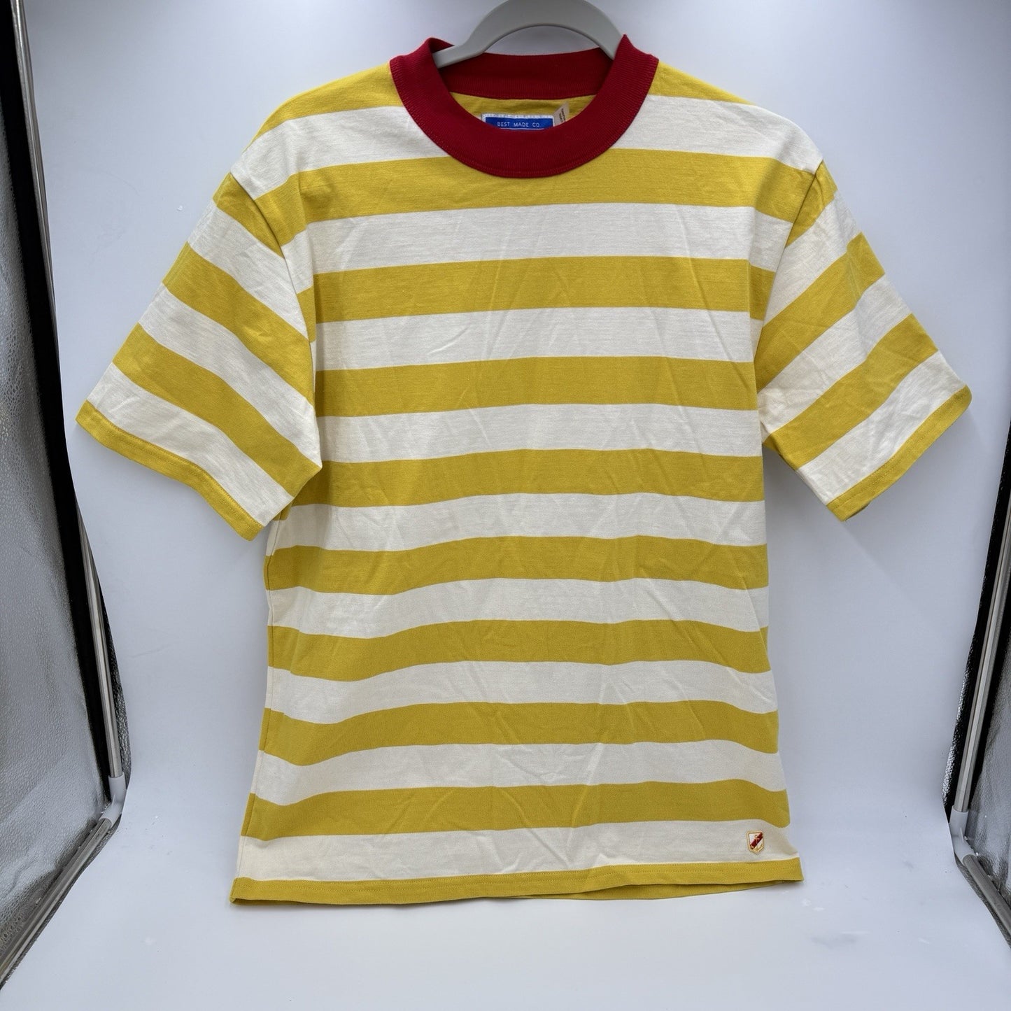 Best made co France yellow striped men size M Tshirt Cotton REF: 90395