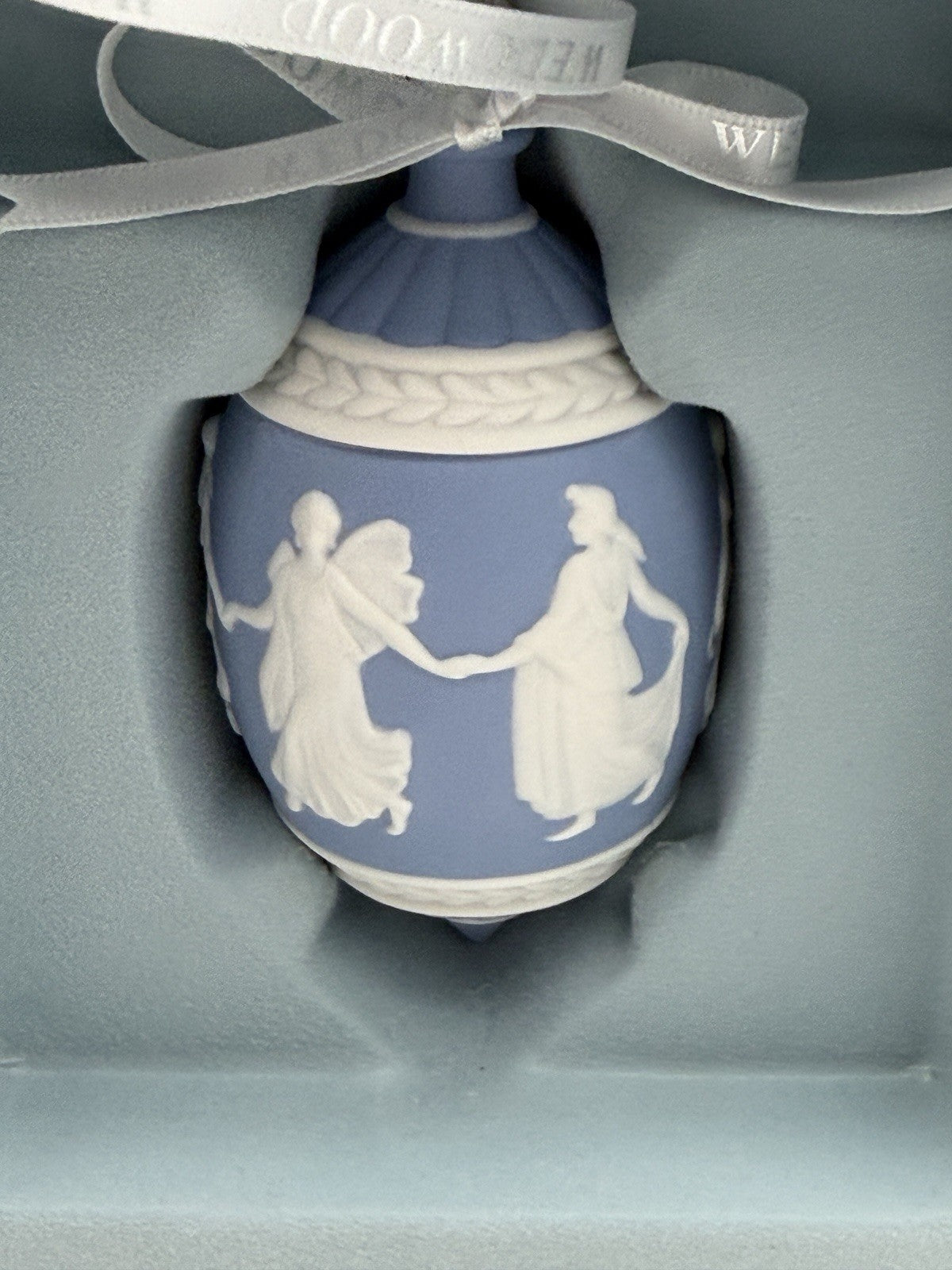 Wedgwood Jasperware Dancing Hours Blue/white Christmas Ornament Porcelain