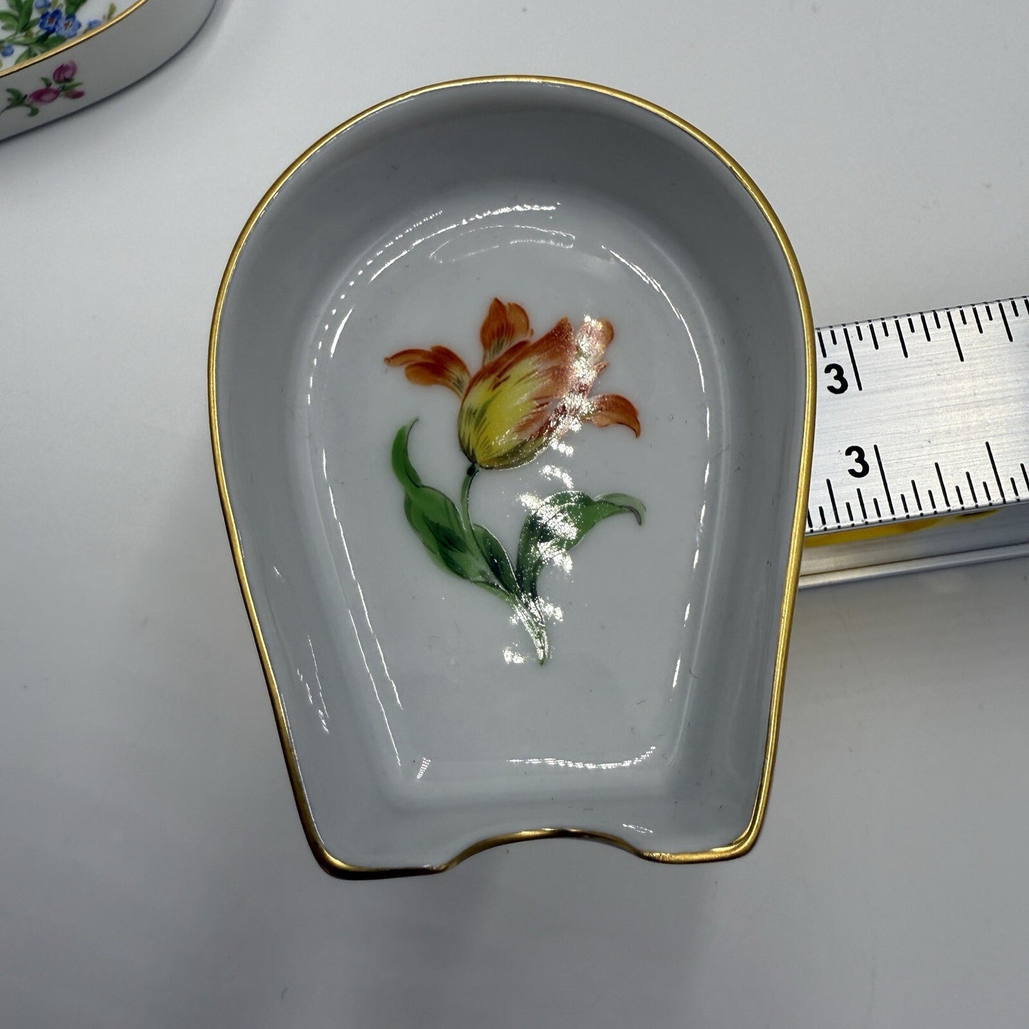 Meissen Ashtrays Pair Of Porcelain Floral Painted Germany Antique 19th Century