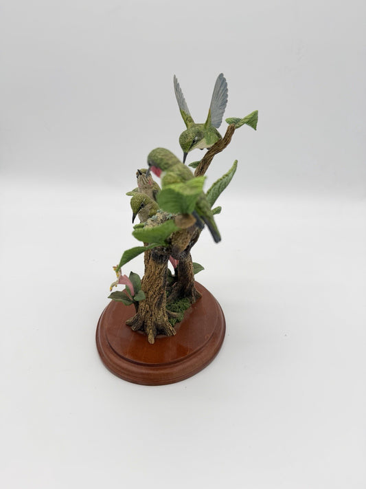 Danbury Mint Family Tree Hummingbirds Nest BY BOB GUGE Painted Figurine 8”H Rare