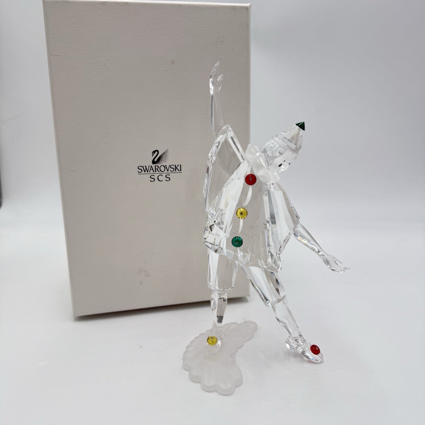 SWAROVSKI Crystal Austria Masquerade Pierrot Figurine 7” H ANNUAL EDITION 1999