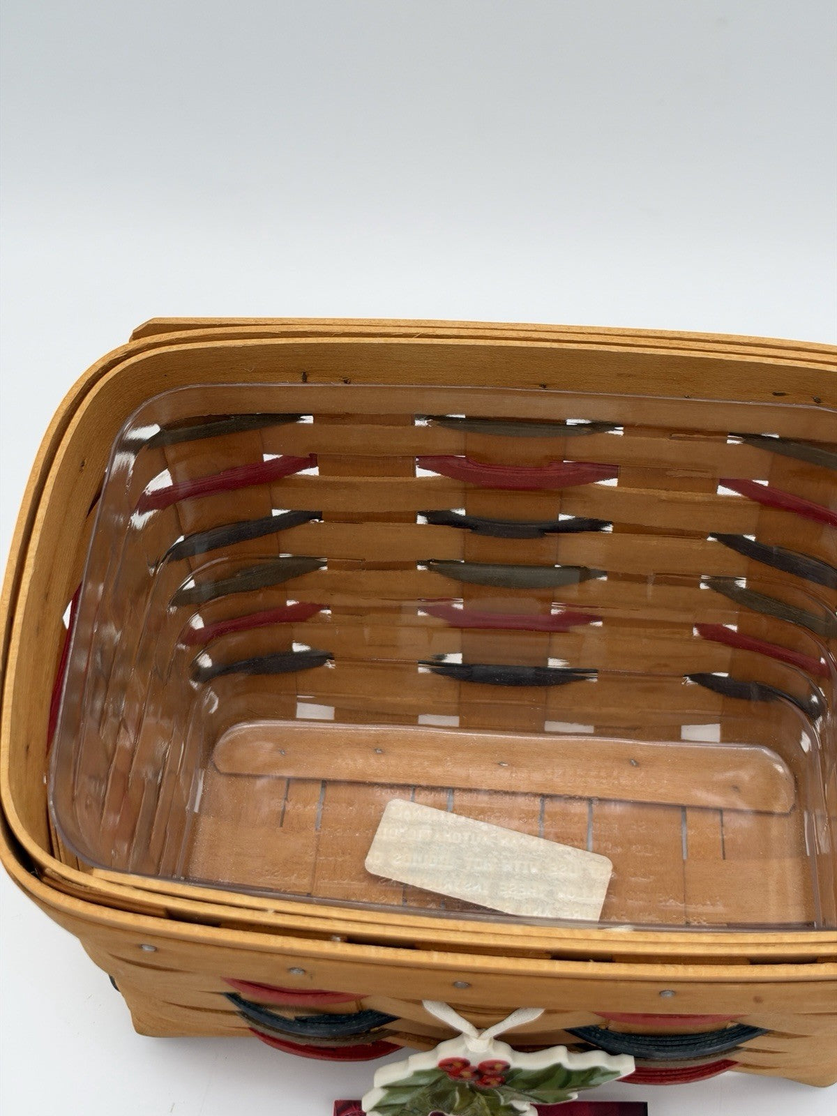 Vintage 2001 Longaberger Recipe Woven Basket w/Lid Liner Tie-on Christmas Rare