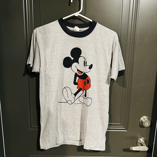 Disney Men's T-Shirt Size S Mickey Mouse 70s Gray Disney Tropix Togs USA