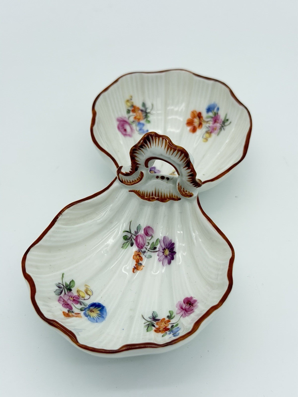 Antique Meissen porcelain double sided dish /tray floral painted 18th century