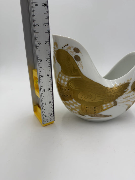 Bjorn Wiinblad Rosenthal Germany Vase Pheasant Quail White Gold Quatre Couleurs