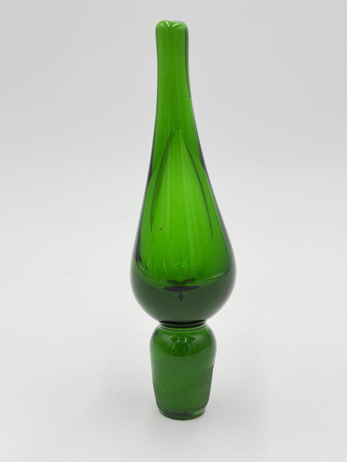 MCM Blenko Crackle Decanter Art Glass Stopper ONLY Green Emerald Hand Blown 5.5”