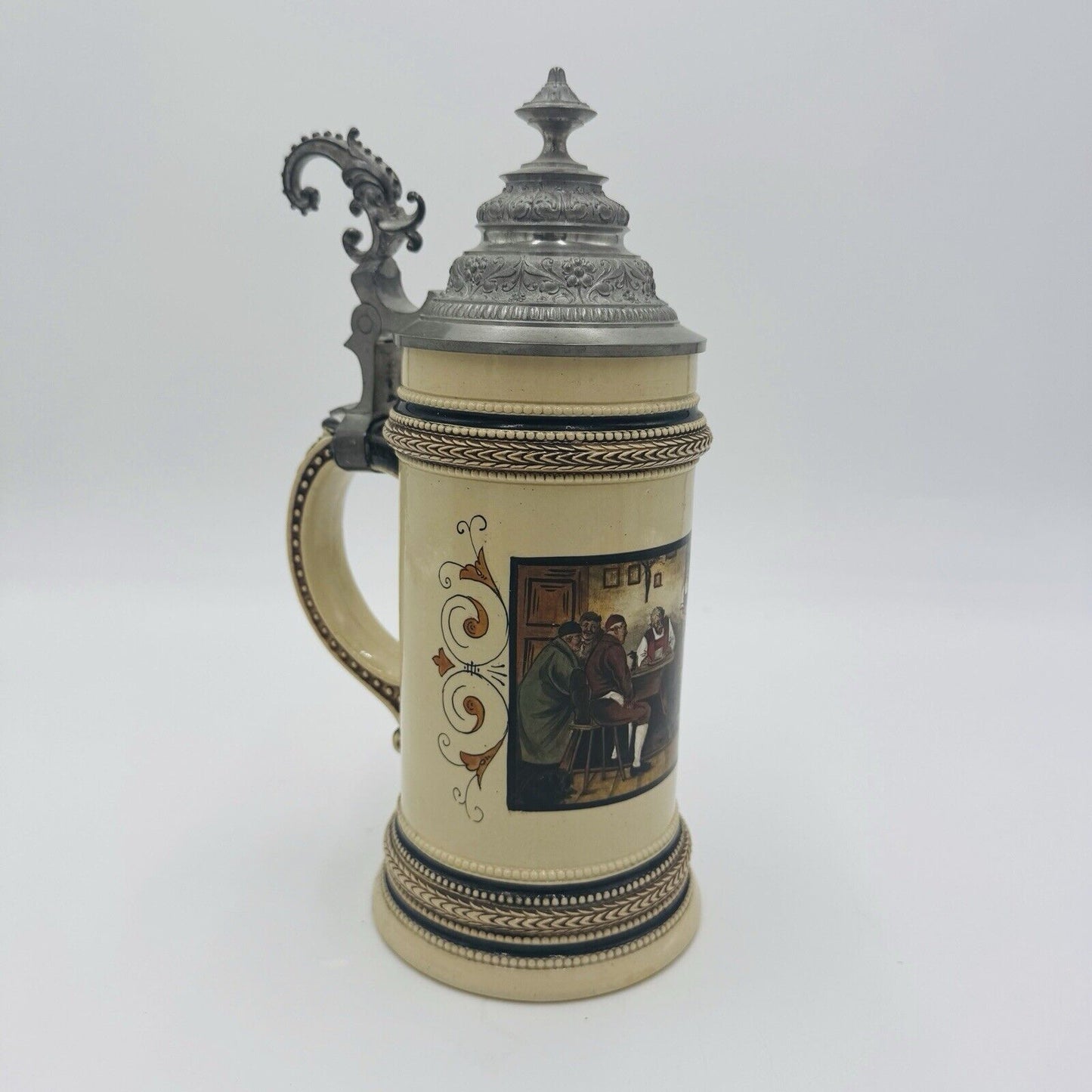 Antique German Beer Stein #992 Hand-Painted F.Defregger 1/2 L Marzi&Remy c.1890s