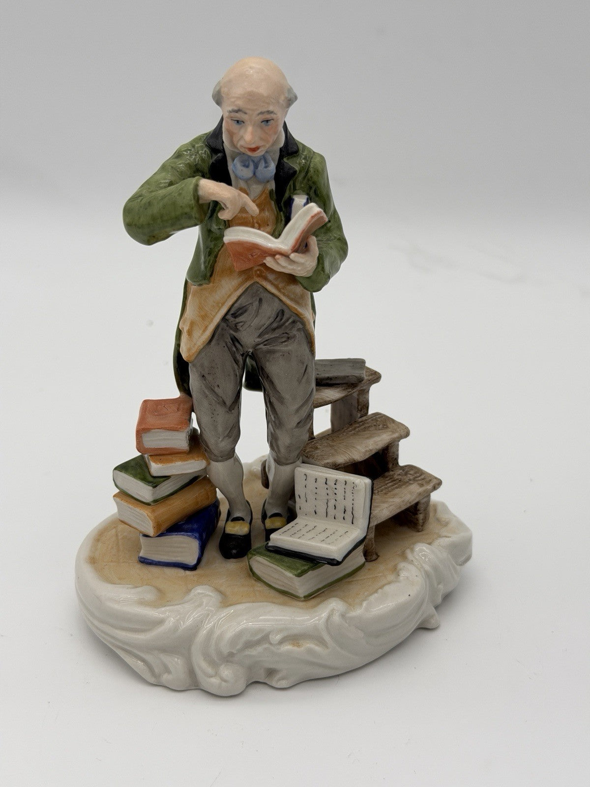 MV Mueller & Co Volkstedt 1907 Porcelain Germany Victorian Librarian Figurine
