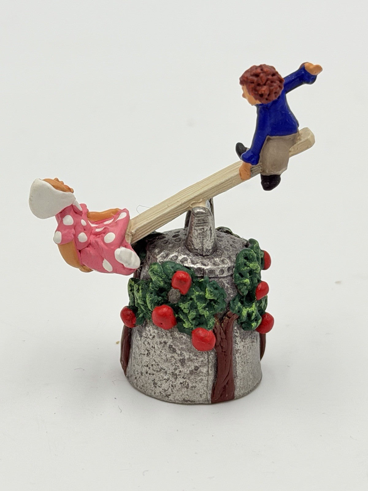 Vintage Stephen Frost Pewter Thimble See Saw Margery Daw Moveable Kids Playing