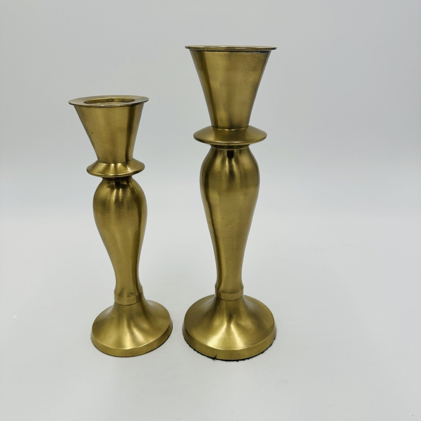 Brass Candleholders Tabletop IHI Solid Made In India Large Vintage Dining Pair