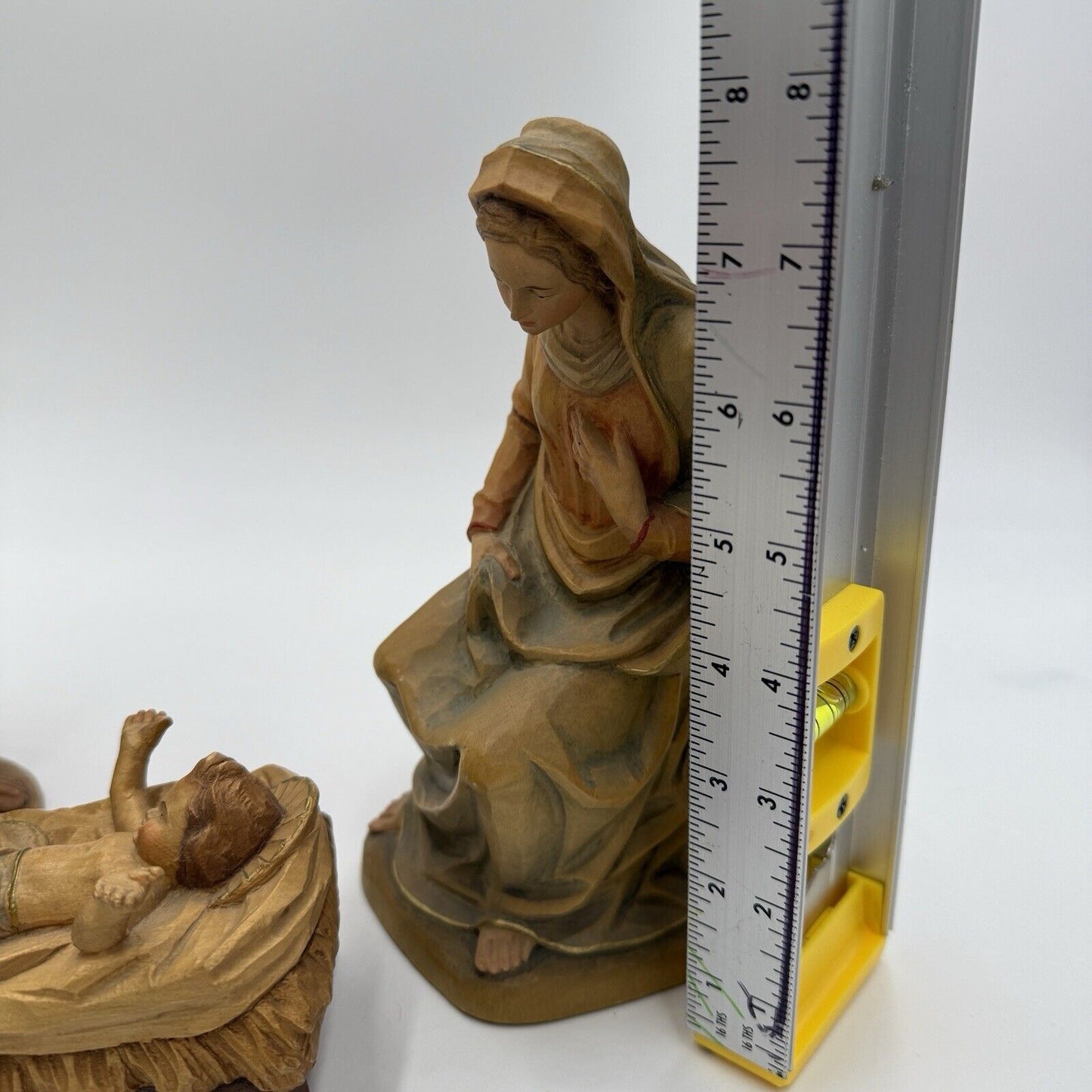 vintage ANRI KARL KUOLT wood carvings ITALY nativity large set 10” folk art