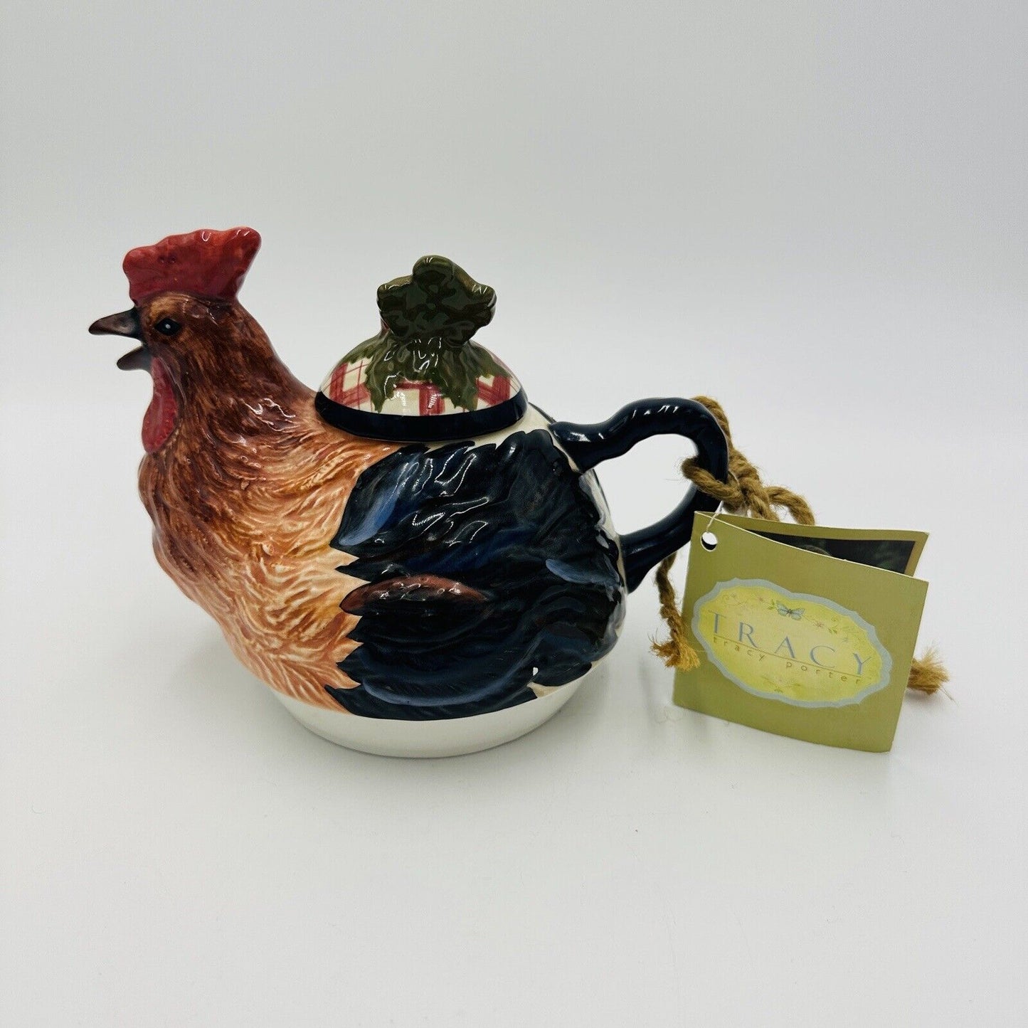 Tracy Porter Stoneware Rooster & Carrots Tea Pot 5in Stonehouse Farm Collectio