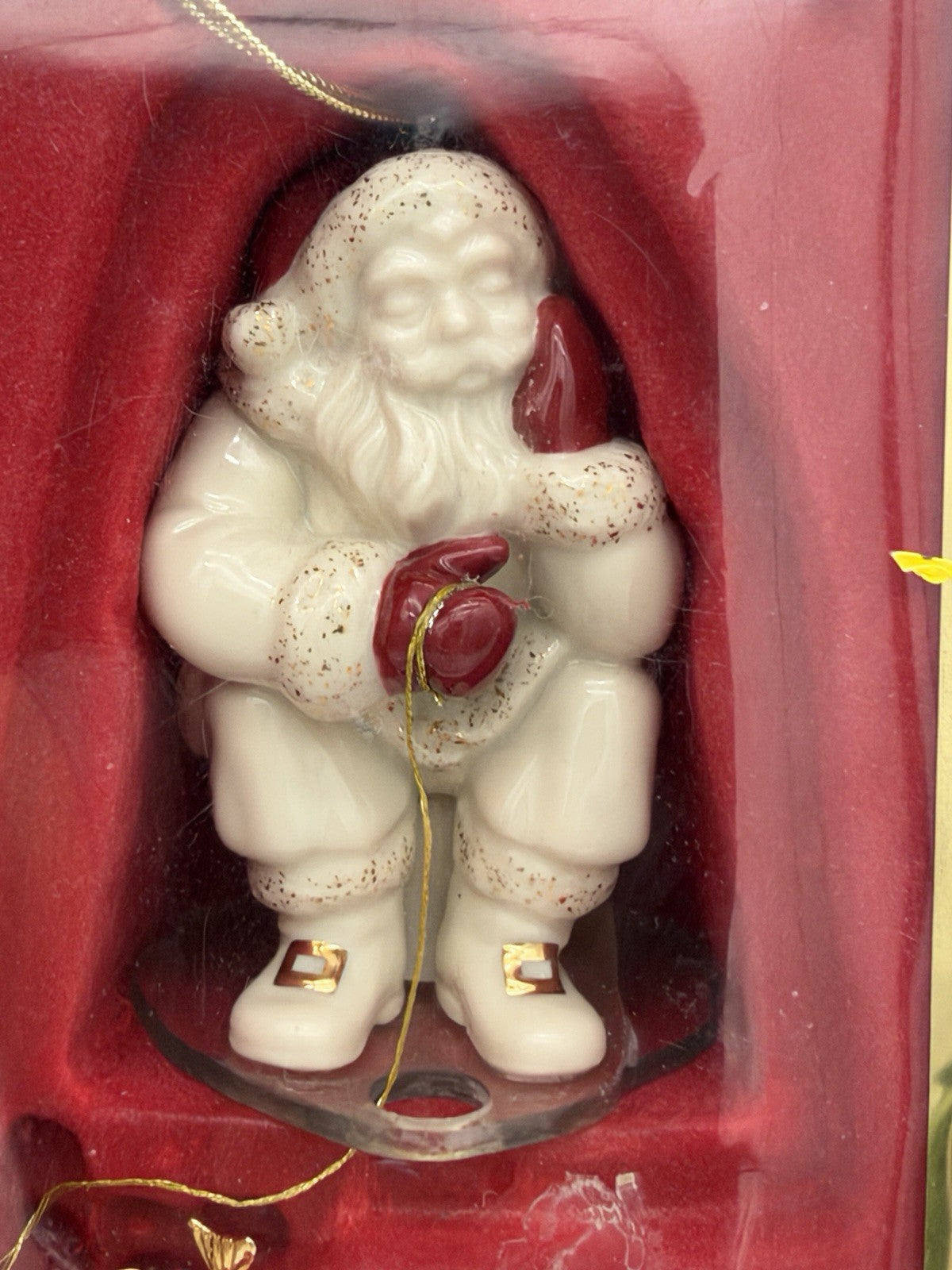 Lenox Ice Fishing Santa Christmas Ornament Porcelain Gold fish Hanging Boxed