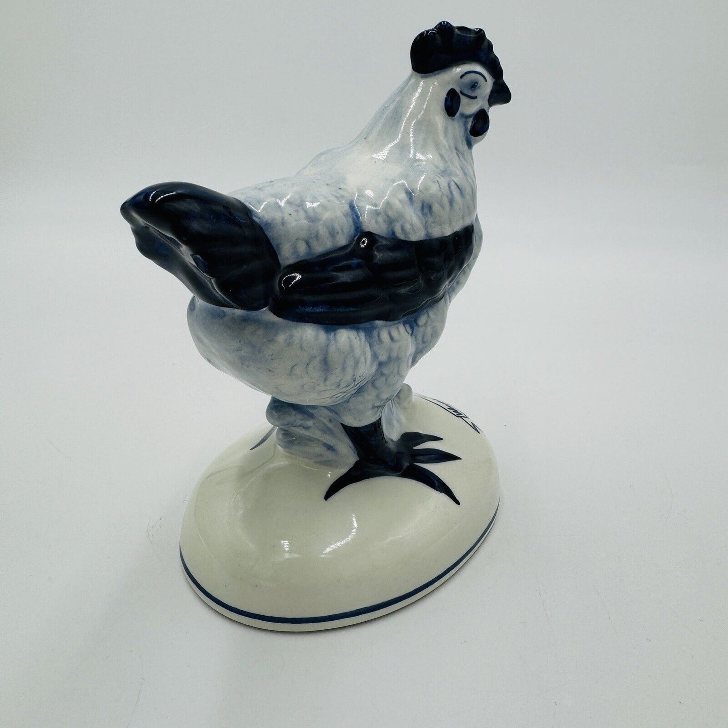 Delft Holland Pottery 701 Cobalt Blue White Chicken Hen Porcelain Figurine 5x6”