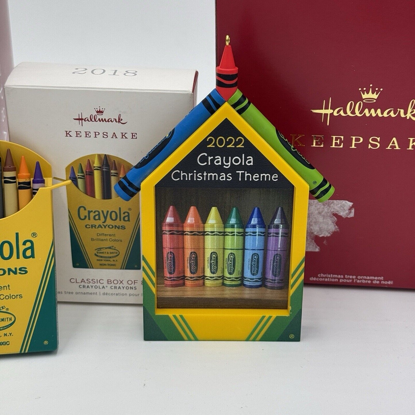 Hallmark Keepsake Crayola Crayons Christmas Ornaments Set 4 PCs 2013,2018,2022