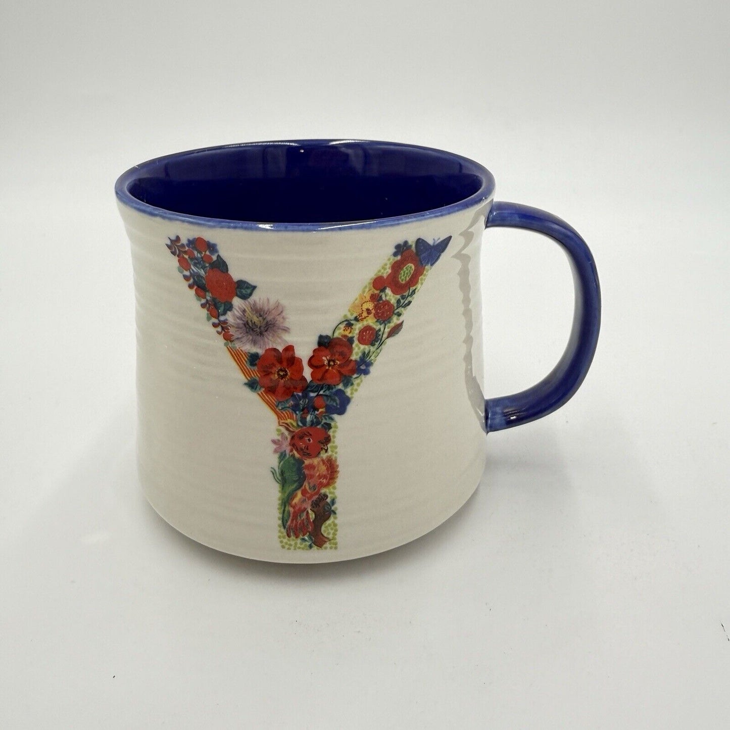 Nathalie Lete for Anthropologie Floral Monogram Letter Y Mug 20oz. Rare