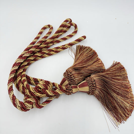 Vintage Curtain Tassle Berkshire Red And Gold Poly Tie Backs 25” Thick Rope Pair