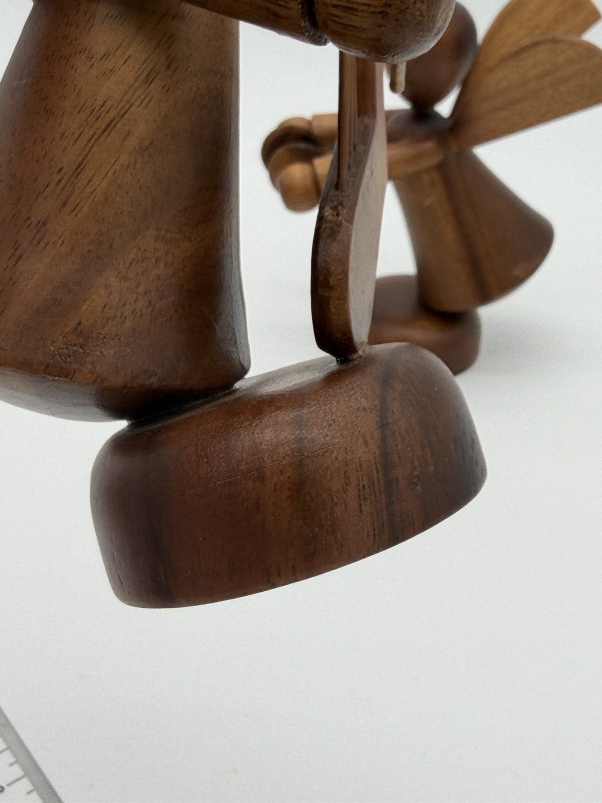 MCM Folk Art Wooden Fairy Angels Musician Figurines Playing Violin Cymbal